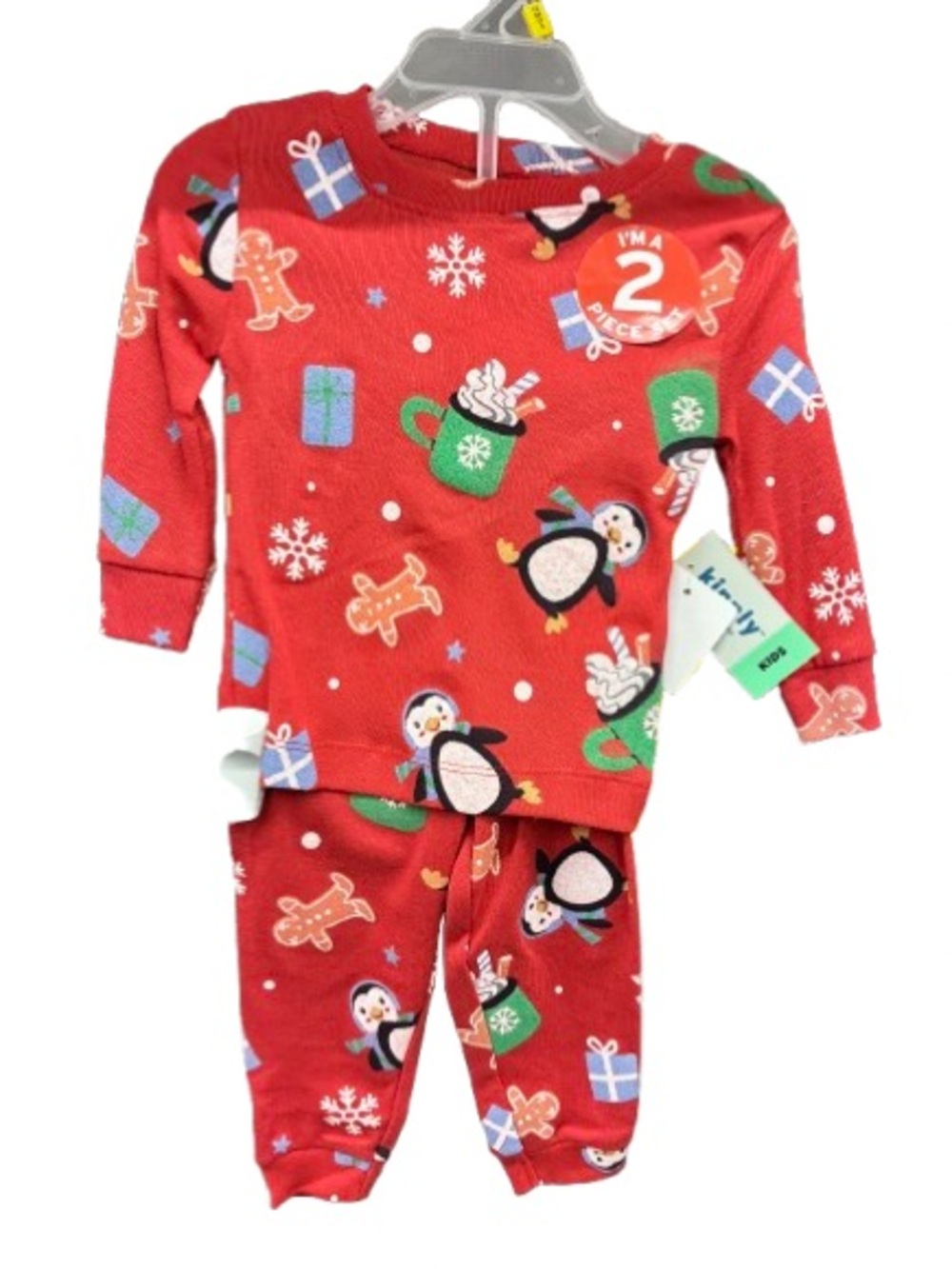 🏀$10🏀 NEW Tight Fit Sleep Set Penguin & Gingerbread Red 12M Infant Unisex